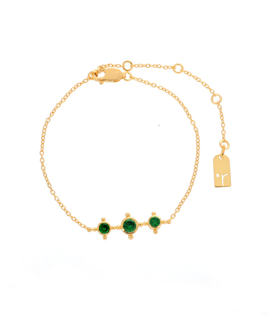 اسوارة عسير ذهبية بالأحجار الخضراء