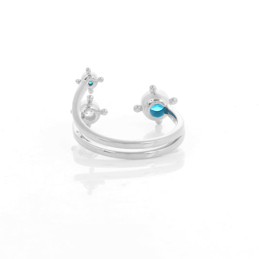 خاتم عسير فضي بالأحجار الزرقاء