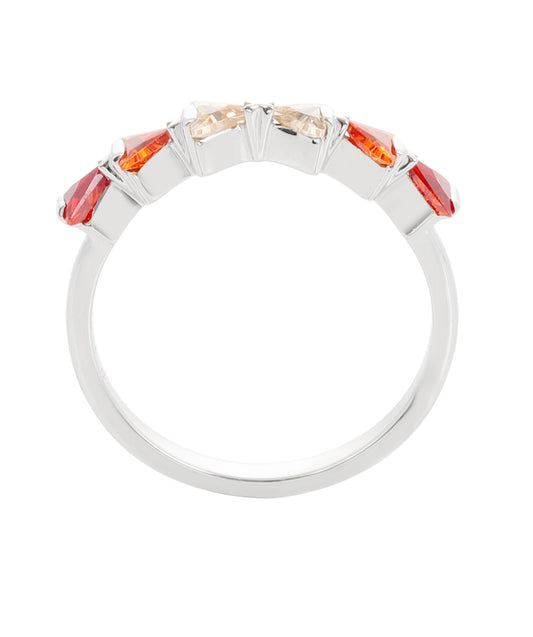 خاتم نجد فضي مع الأحجار الملونة